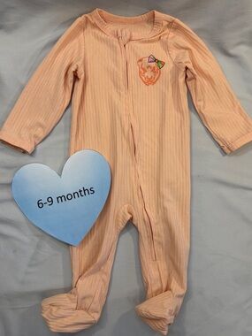 Wee Play - NWOT - Ribbed Peach Footed One-Piece Pajama - 6-9 Months